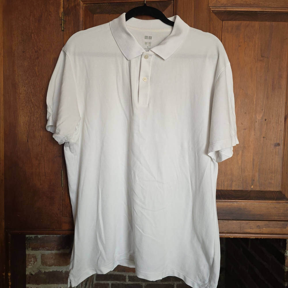 Uniqlo Men's AIRism Cotton Pique Polo White Shirt - XL